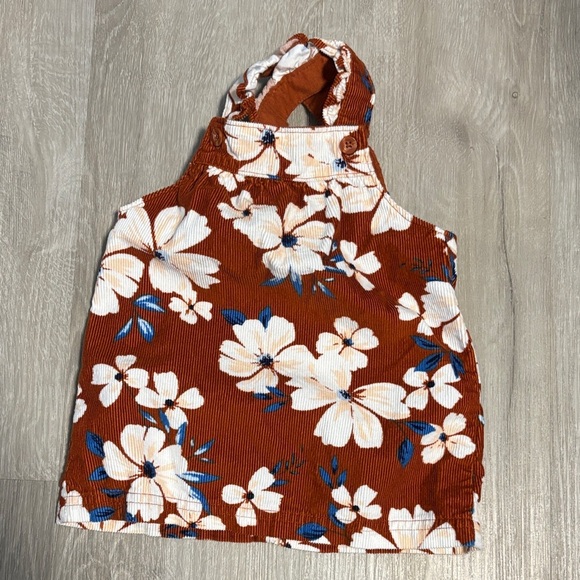 Carter's Floral Corduroy Dress - Brown and White - Picture 1 of 1